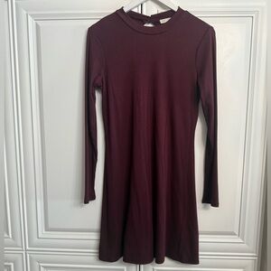 Love, Fire Size Medium Purple Lightweight Midi Length Long Sleeve Sweater Dress